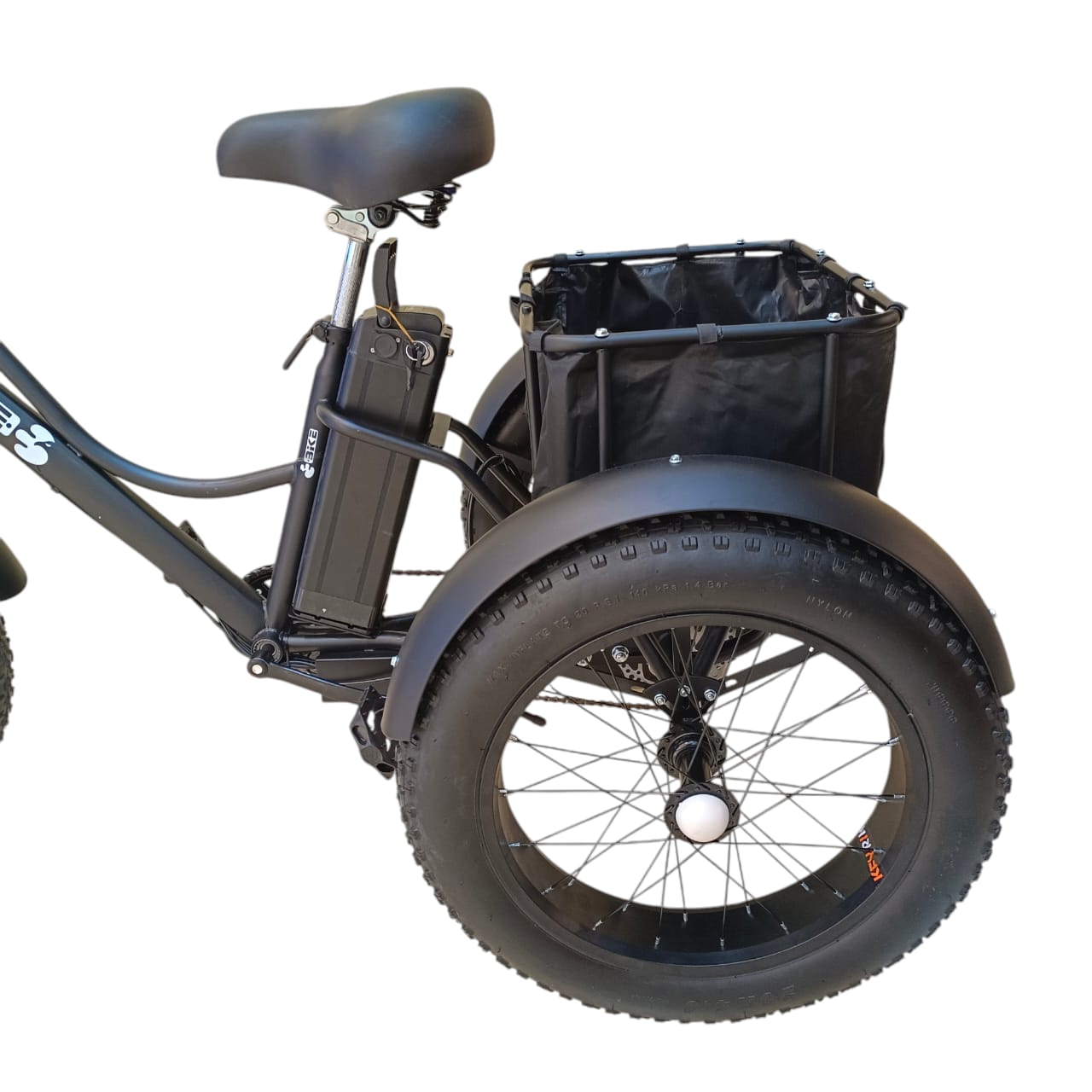 Tri-Wheels 7 Speed Gears Fat Tires E-Bike with Luggage Basket