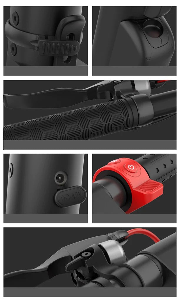 X8 E-Scooter with replaceable dual battery handle bar collage